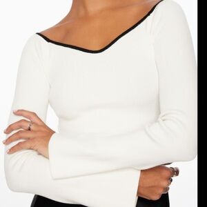 Dynamite Cream Scoop Neck Sweater with Black Trim